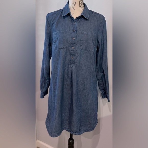 Old Navy Blue Chambray Denim Popover Shirt Dress - Size S - Picture 2 of 9